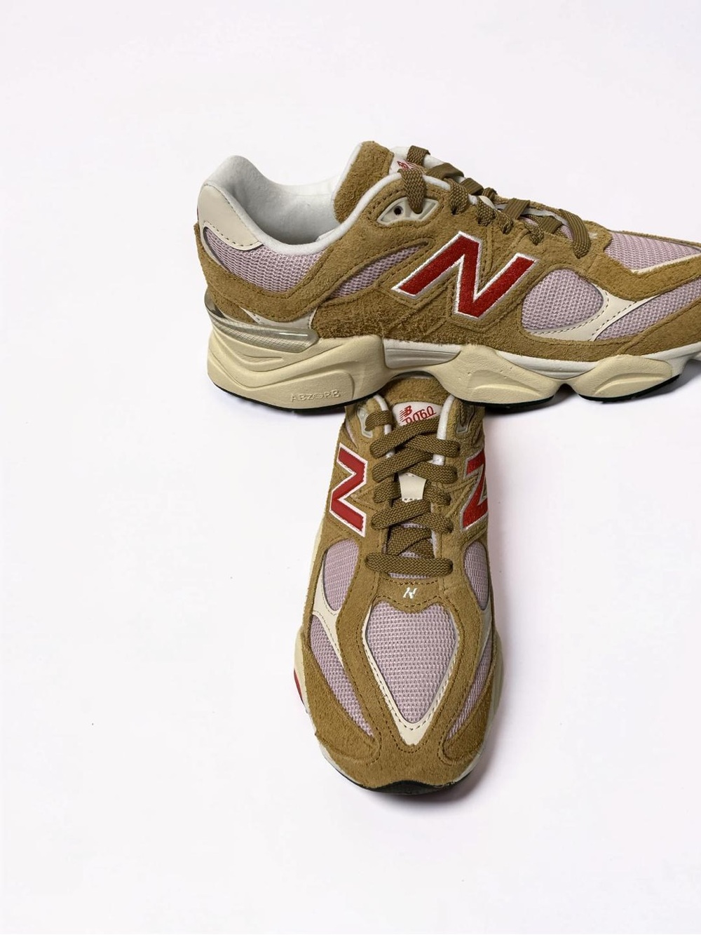 New Balance Brown & Pink Suede Mesh Sneakers